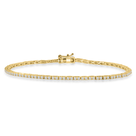 14KY Classic Standard 4 Prong 1.00 Ctw Diamond Tennis Bracelet