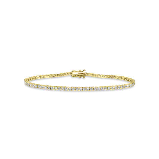 14KY Classic Standard 4 Prong 2.00 Ctw Diamond Tennis Bracelet