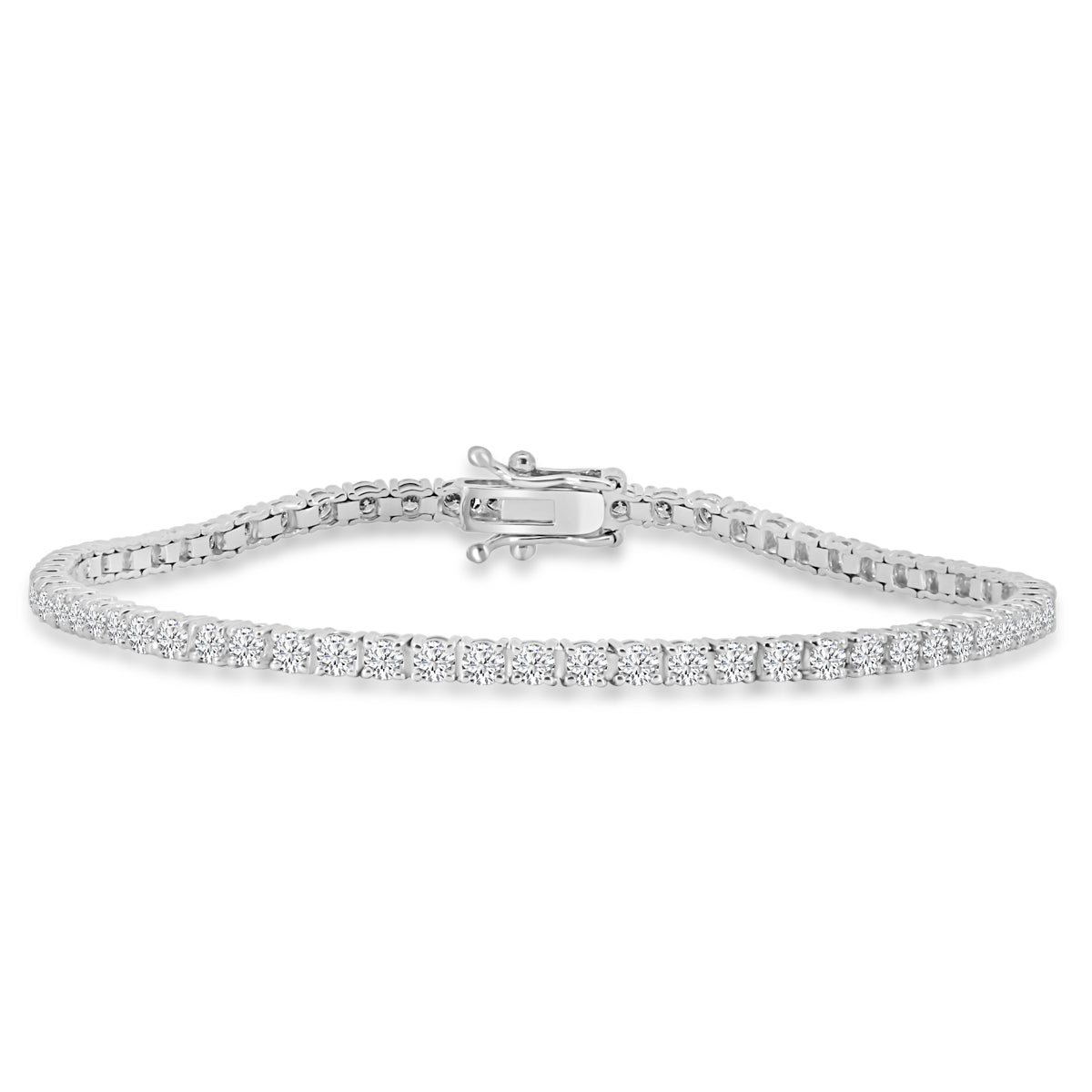 14KW Classic Standard 4 Prong 3.00 Ctw Diamond Tennis Bracelet