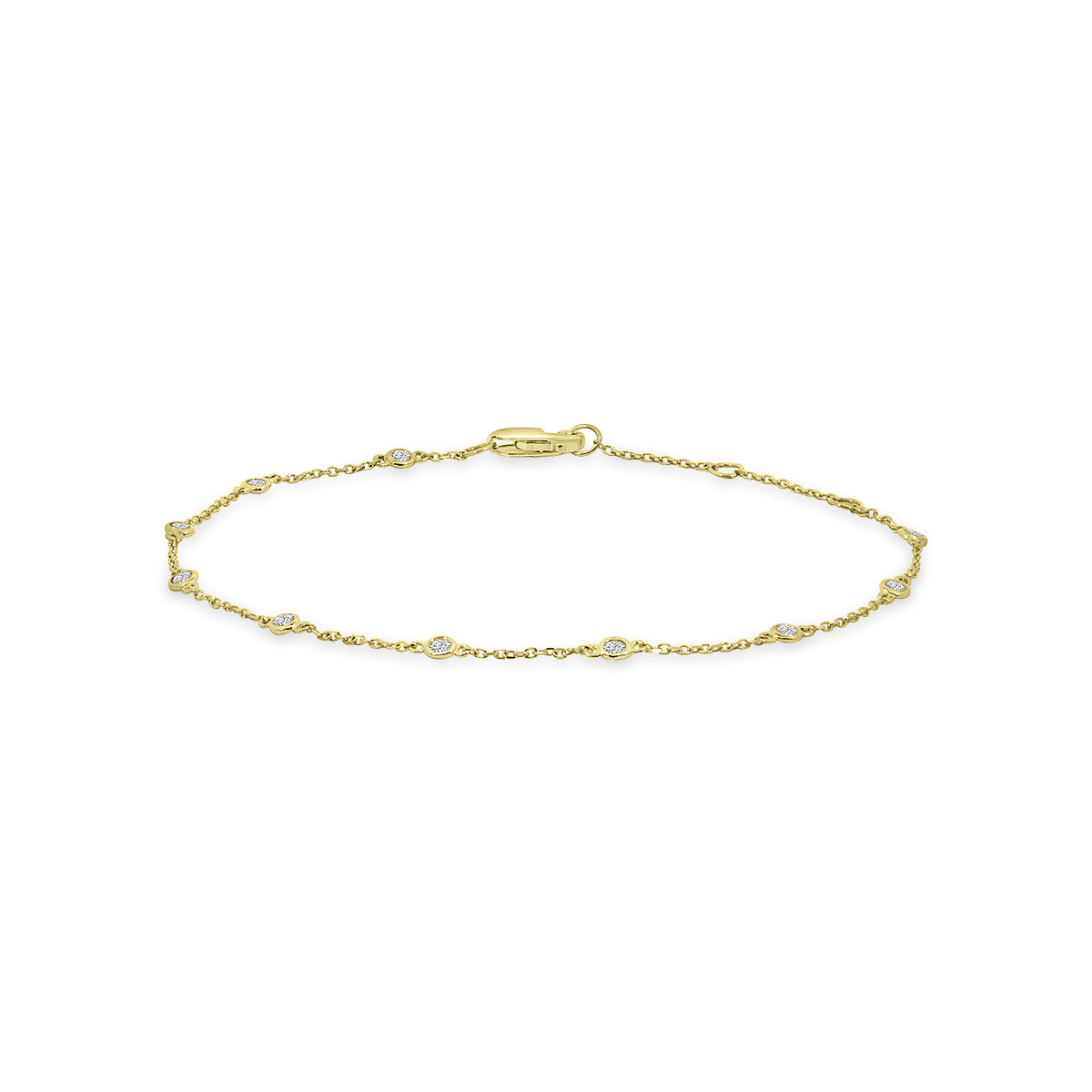 14KY 0.25 Ctw Diamond by Yard Bracelet with 10 STN