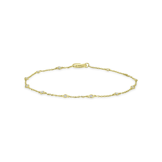 14KY 0.25 Ctw Diamond by Yard Bracelet with 10 STN