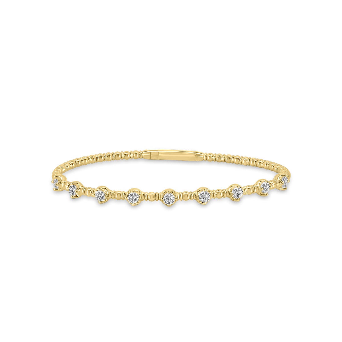 14KY Classic 4 Prong 1.00 Ctw Flex Diamond Bangle Bracelet