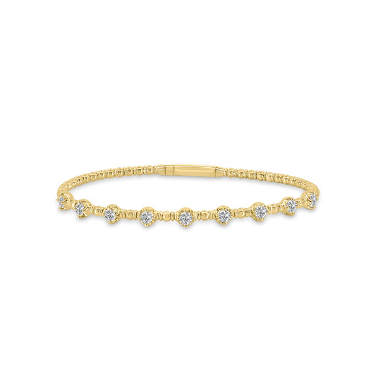 14KY Classic 4 Prong 1.00 Ctw Flex Diamond Bangle Bracelet