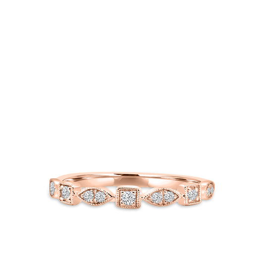 10KR 0.16 CT TW MILGRAIN STACKABLE RING