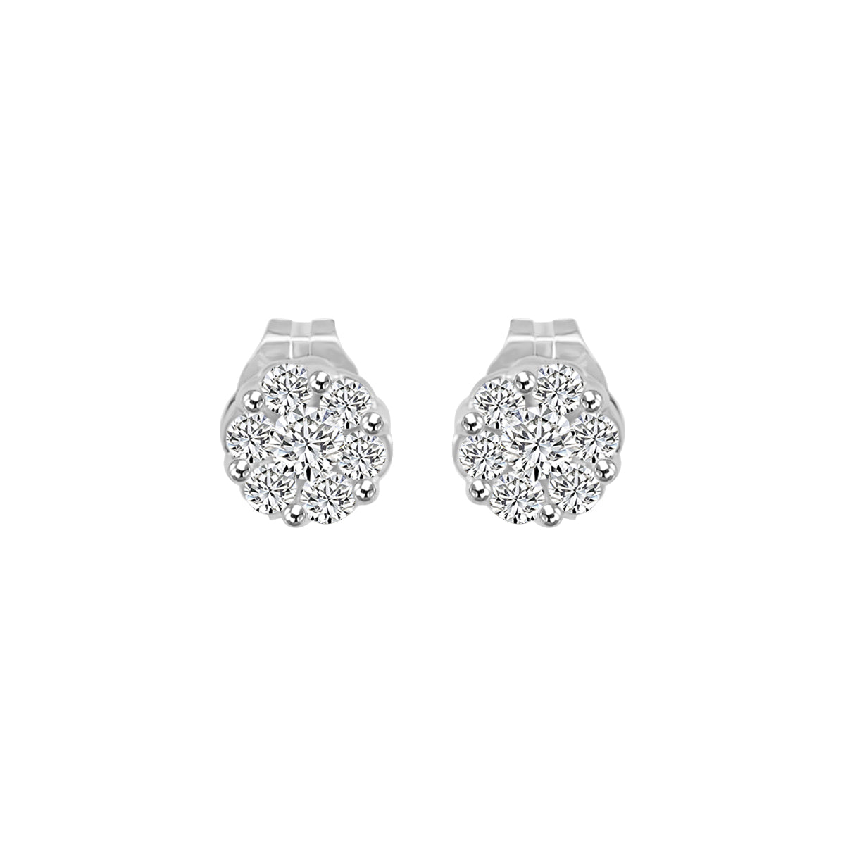 10KY 0.25 Ctw Diamond Floral Stud Earring