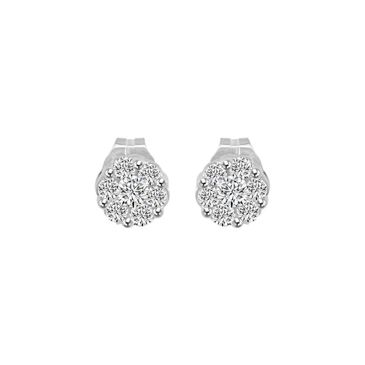 10KY 0.25 Ctw Diamond Floral Stud Earring