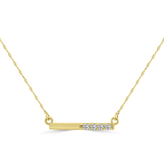 14KY 0.15 Ctw Horizontal Diamond Bar Necklace